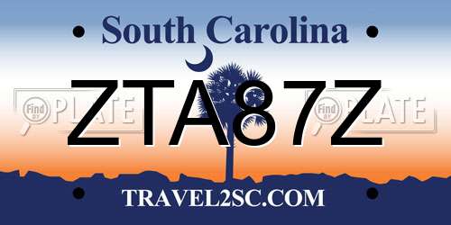 ZTA87Z South Carolina License Plate