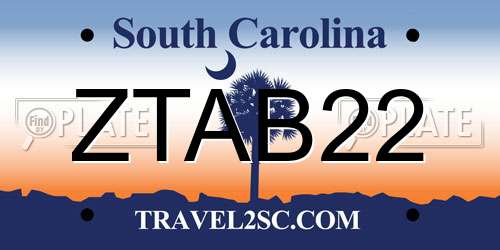 ZTAB22 South Carolina License Plate