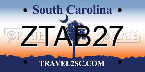 ZTAB27 South Carolina License Plate