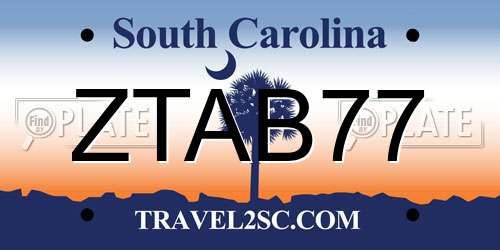 ZTAB77 South Carolina License Plate