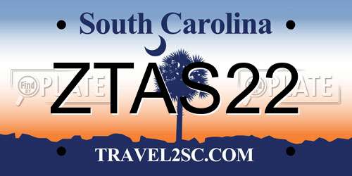 ZTAS22 South Carolina License Plate