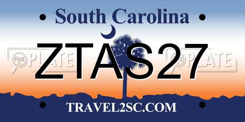 ZTAS27 South Carolina License Plate