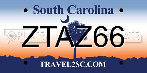 ZTAZ66 South Carolina License Plate