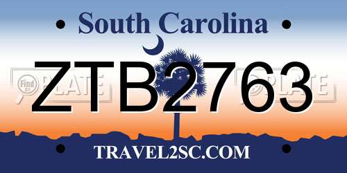 ZTB2763 South Carolina License Plate