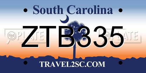 ZTB335 South Carolina License Plate