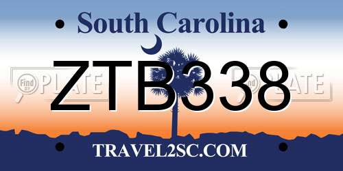 ZTB338 South Carolina License Plate