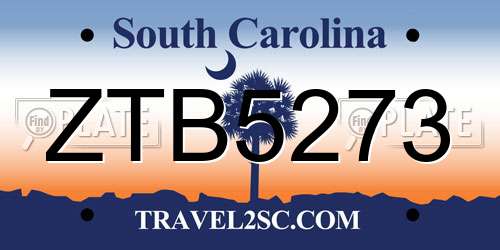 ZTB5273 South Carolina License Plate