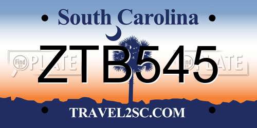 ZTB545 South Carolina License Plate