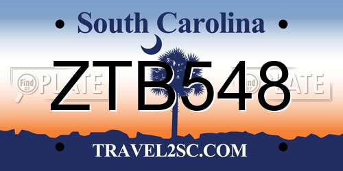 ZTB548 South Carolina License Plate