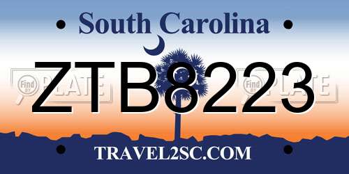 ZTB8223 South Carolina License Plate