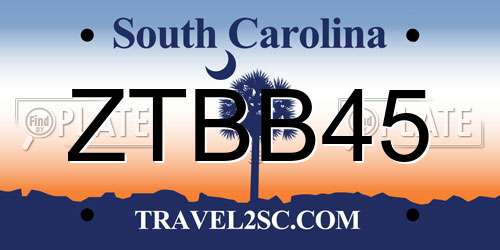 ZTBB45 South Carolina License Plate