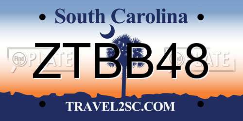ZTBB48 South Carolina License Plate
