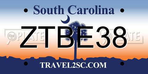 ZTBE38 South Carolina License Plate