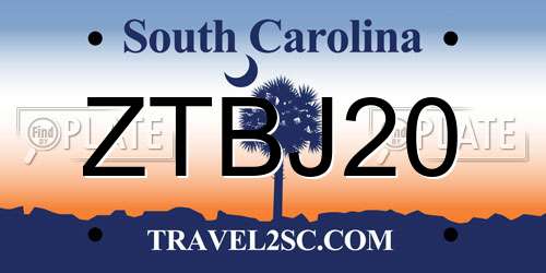 ZTBJ20 South Carolina License Plate