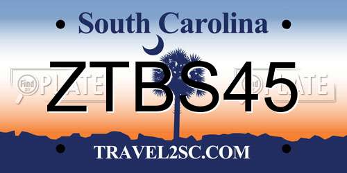 ZTBS45 South Carolina License Plate
