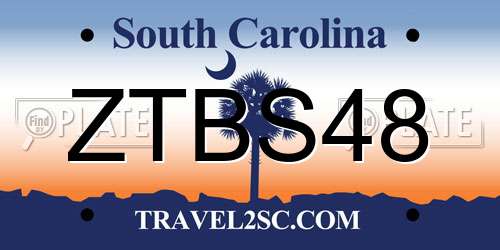 ZTBS48 South Carolina License Plate