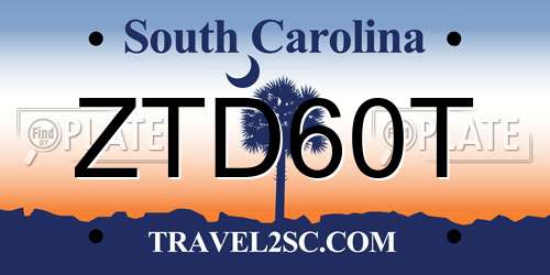ZTD60T South Carolina License Plate