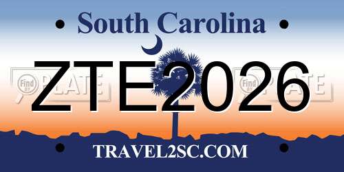 ZTE2026 South Carolina License Plate