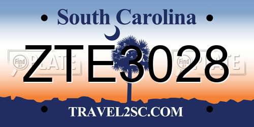 ZTE3028 South Carolina License Plate