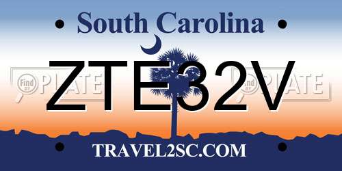 ZTE32V South Carolina License Plate