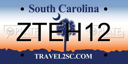 ZTEH12 South Carolina License Plate