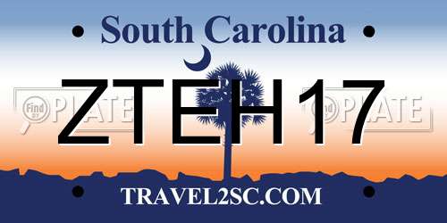 ZTEH17 South Carolina License Plate