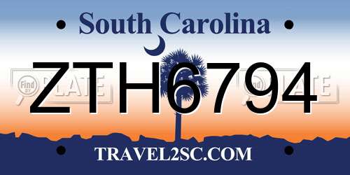 ZTH6794 South Carolina License Plate