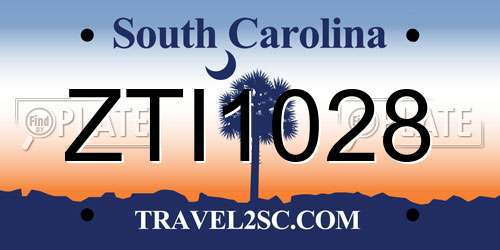 ZTI1028 South Carolina License Plate