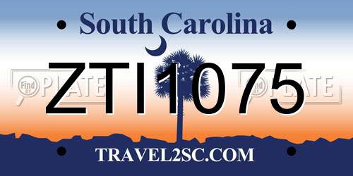 ZTI1075 South Carolina License Plate