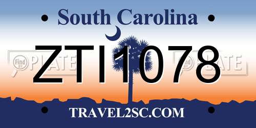 ZTI1078 South Carolina License Plate