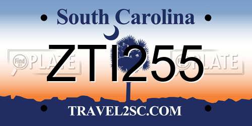 ZTI255 South Carolina License Plate