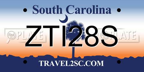 ZTI28S South Carolina License Plate