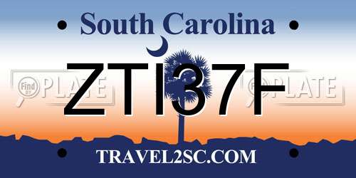 ZTI37F South Carolina License Plate