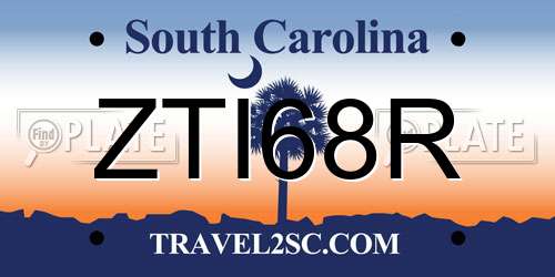 ZTI68R South Carolina License Plate