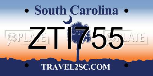 ZTI755 South Carolina License Plate