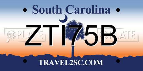 ZTI75B South Carolina License Plate