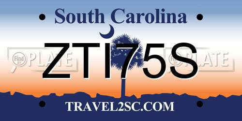 ZTI75S South Carolina License Plate