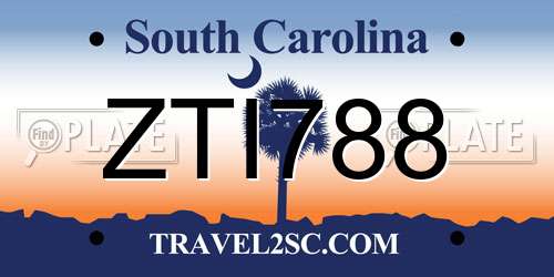 ZTI788 South Carolina License Plate