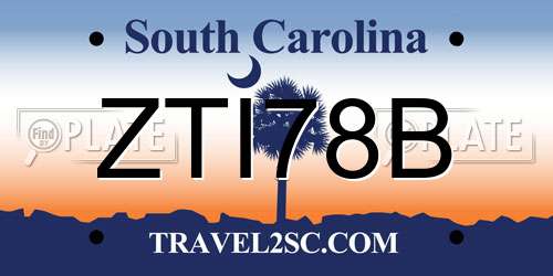 ZTI78B South Carolina License Plate
