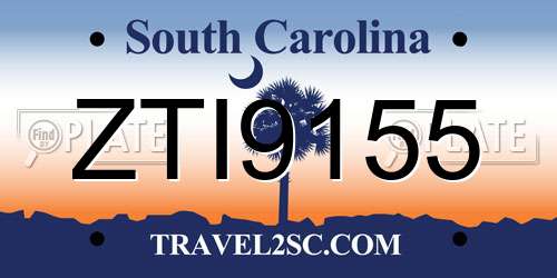 ZTI9155 South Carolina License Plate