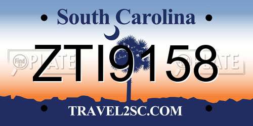 ZTI9158 South Carolina License Plate
