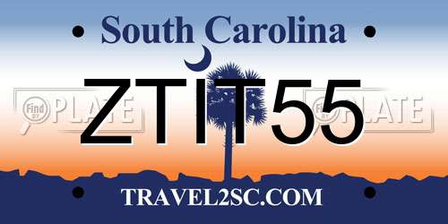 ZTIT55 South Carolina License Plate