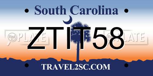 ZTIT58 South Carolina License Plate