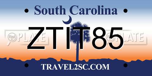 ZTIT85 South Carolina License Plate
