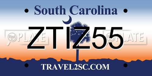 ZTIZ55 South Carolina License Plate