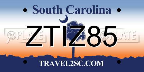ZTIZ85 South Carolina License Plate