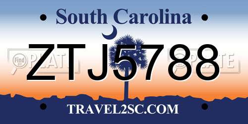 ZTJ5788 South Carolina License Plate