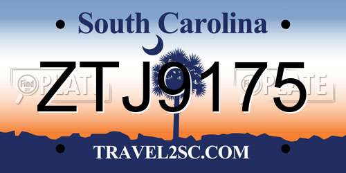 ZTJ9175 South Carolina License Plate