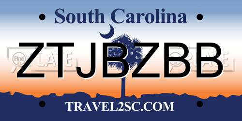 ZTJBZBB South Carolina License Plate