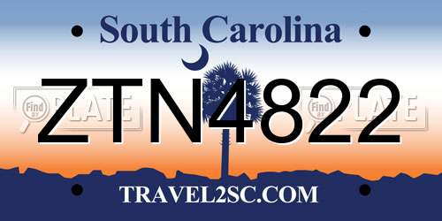 ZTN4822 South Carolina License Plate